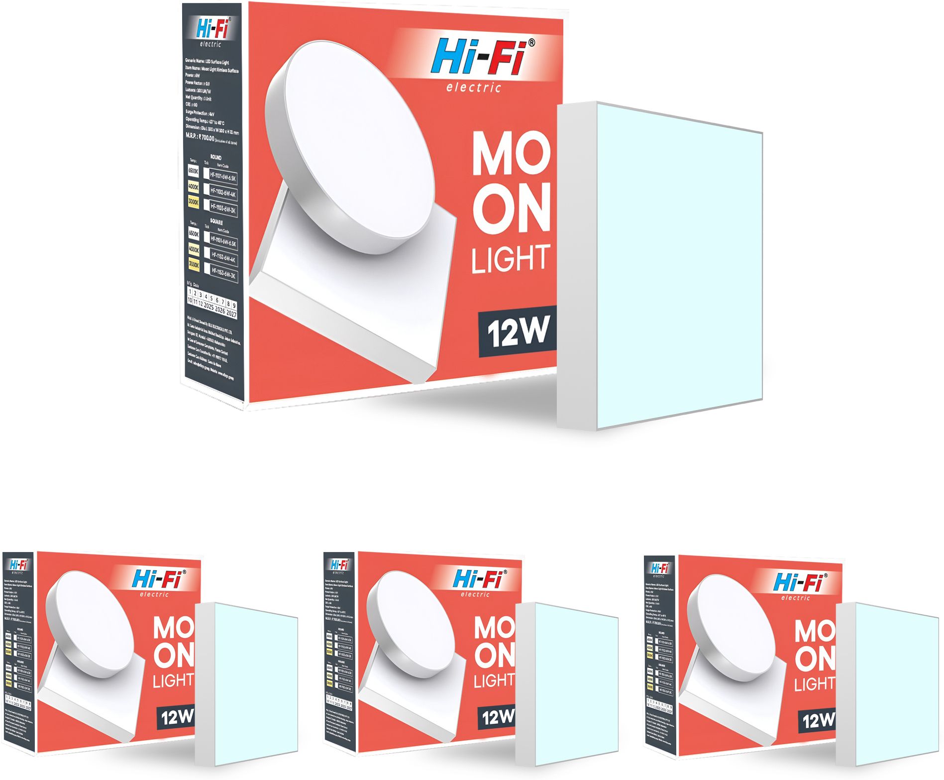 Moonlight 12W Rimless LED Surface Panel Square Light|1200 Lumen|Cool White Light Ceiling Light Ceiling Lamp-image-48