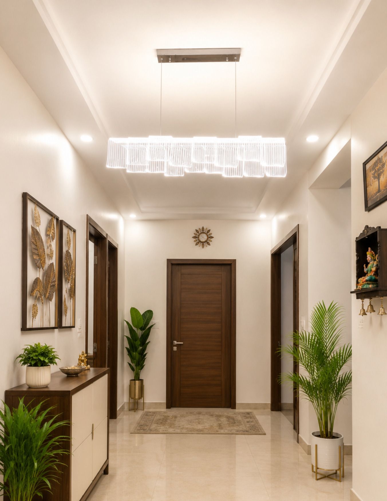POWERLAM Modern LED Chandelier | Acrylic | 3 Color Inbuilt LED | Silver Ceiling Light Ceiling Lamp-picture-43