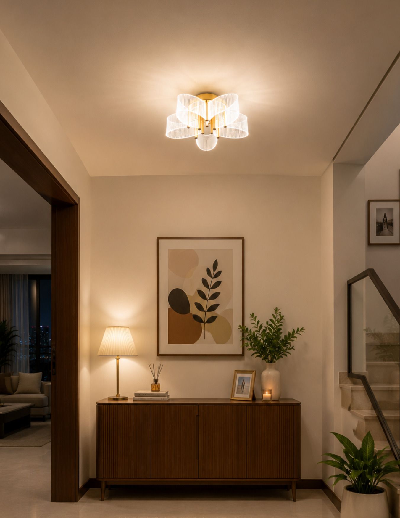 POWERLAM Modern LED Ceiling Light | Acrylic | 3 Color Inbuilt LED | Gold Ceiling Light Ceiling Lamp-image-26
