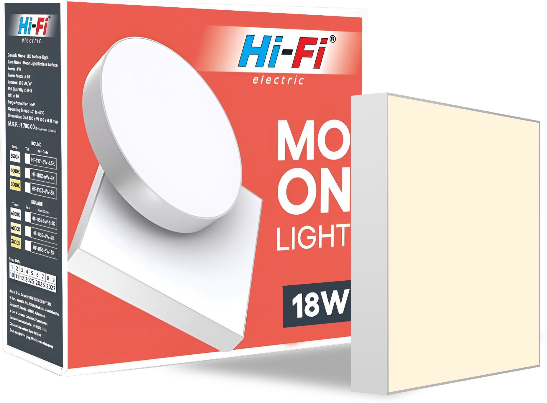 Moonlight 18W Rimless LED Surface Panel Square Light|1800 Lumen|Warm White Light Ceiling Light Ceiling Lamp-image-37