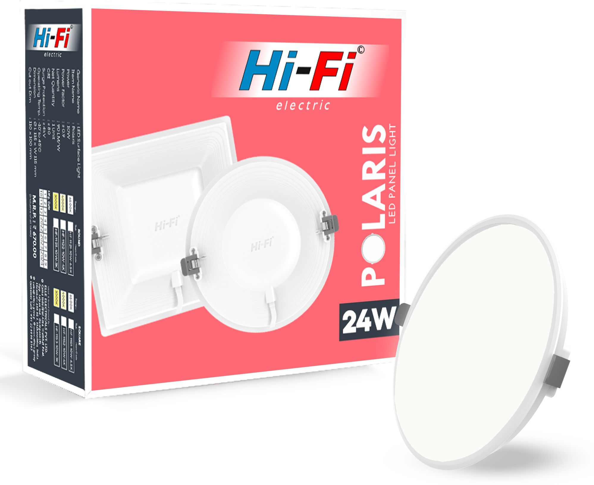 hi-fi 24 Watt Panel Light With Inbuild Driver ( Natural White ) Surface Ceiling Light Ceiling Lamp-picture-42