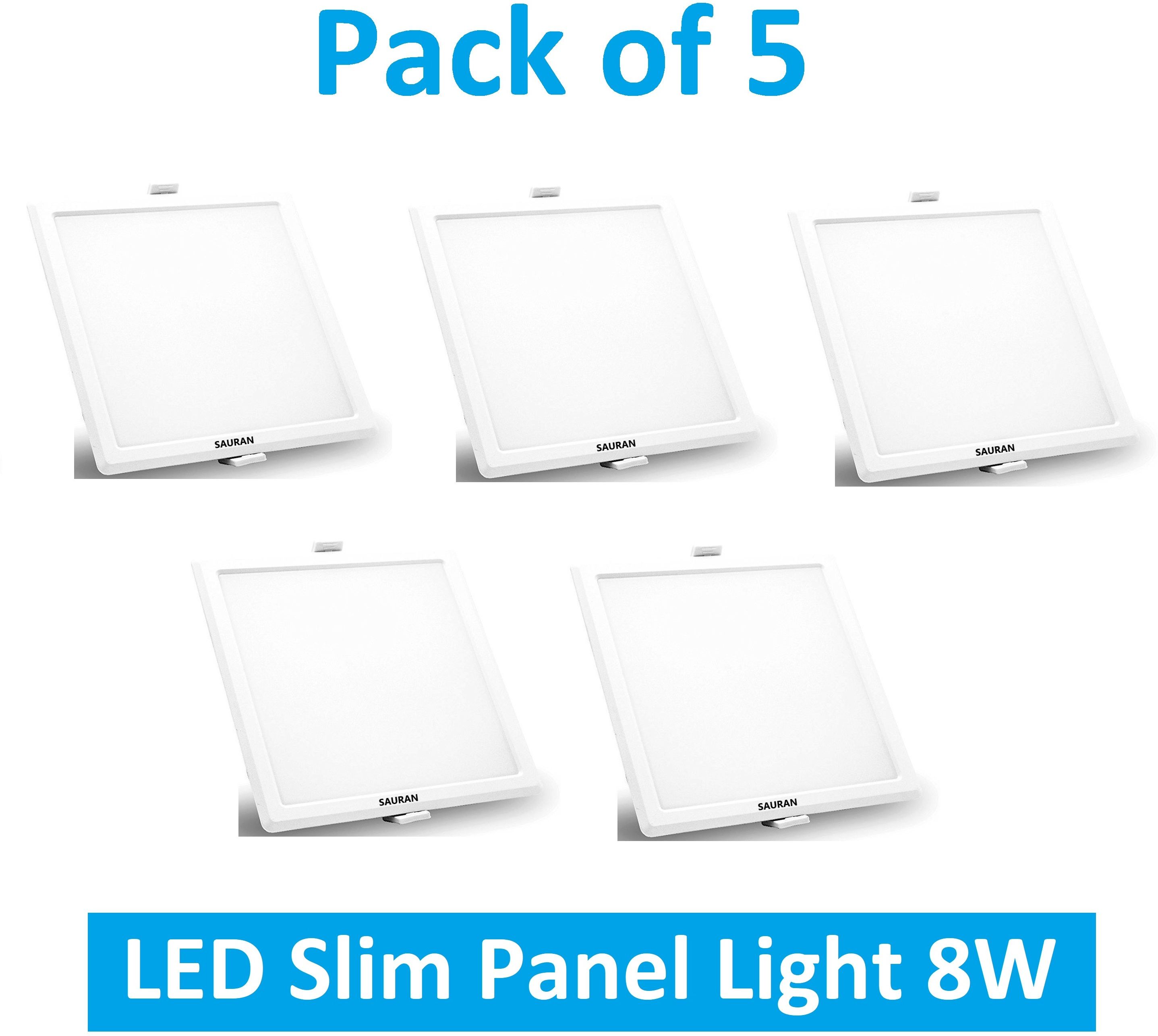 sauran Pack of 5 Square LED Slim Panel Natural White Light 8W LSP 42.3 (With Warranty) Ceiling Light Ceiling Lamp-picture-33
