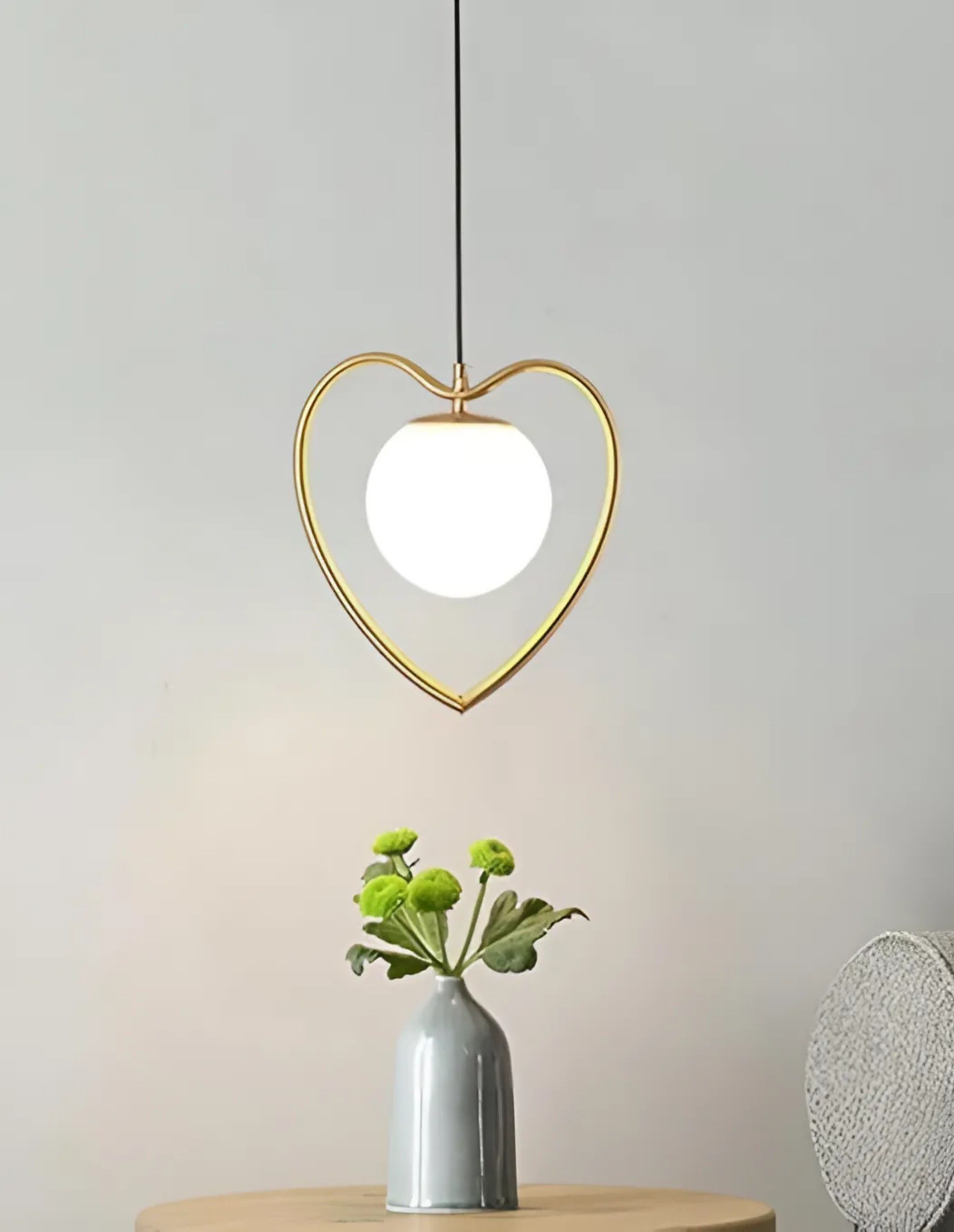 glomzy Metal Heart Shaped Ceiling Lamp With Doom, Gold, Without Bulb(Pack of 1) Ceiling Light Ceiling Lamp-picture-0