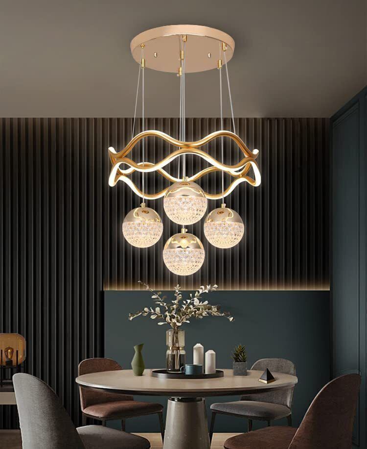Golden 5 Light Curvy LED Pendant Chandelier Light Pendants Ceiling Lamp