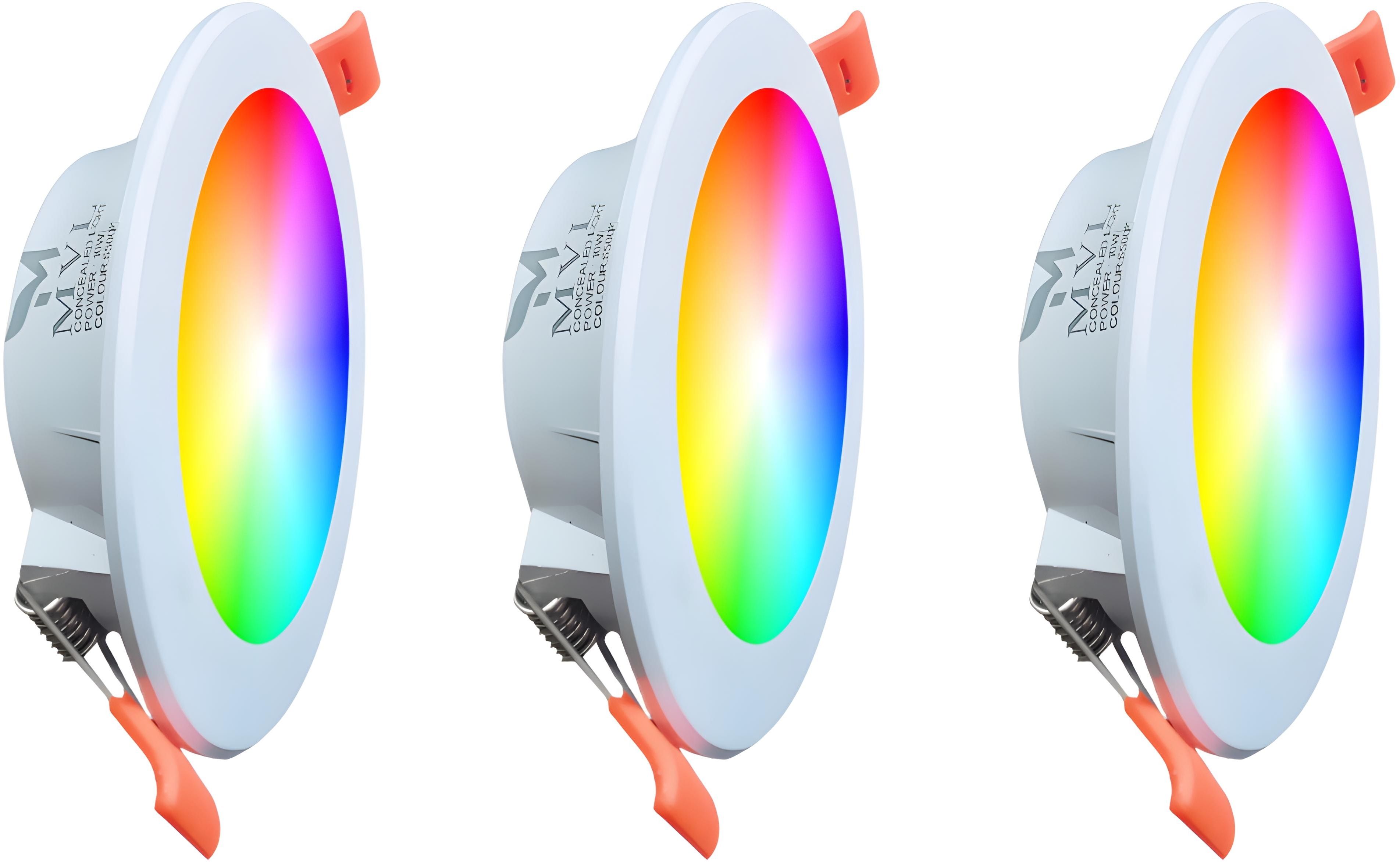 Maxa 10-Watts 7-in-1 Multicolour Round Led Conceal Down Light Pack of 3 Ceiling Light Ceiling Lamp