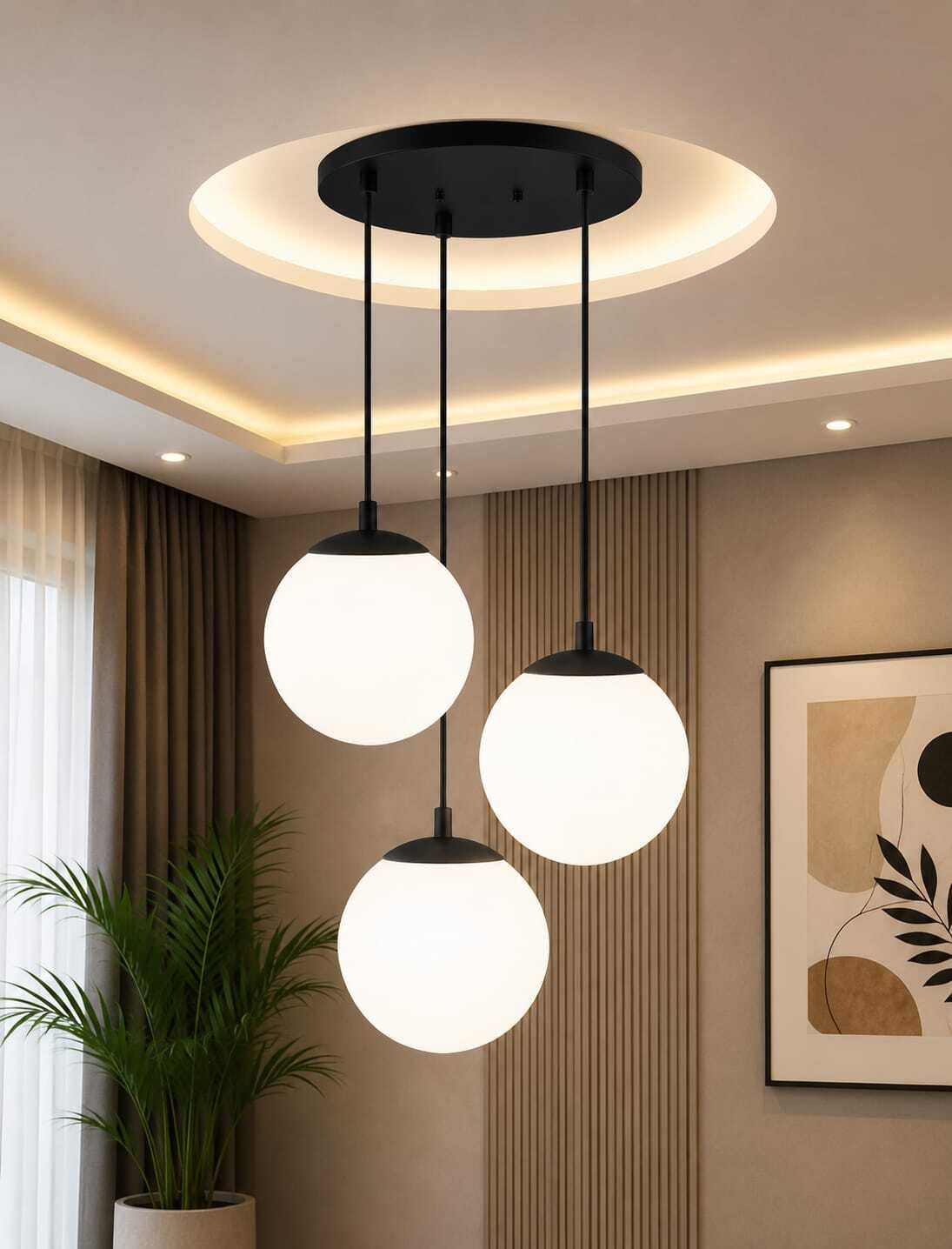 energia 3 Milky Doom Hanging Luster Light Pendants Chandelier Ceiling Lamp-picture-2