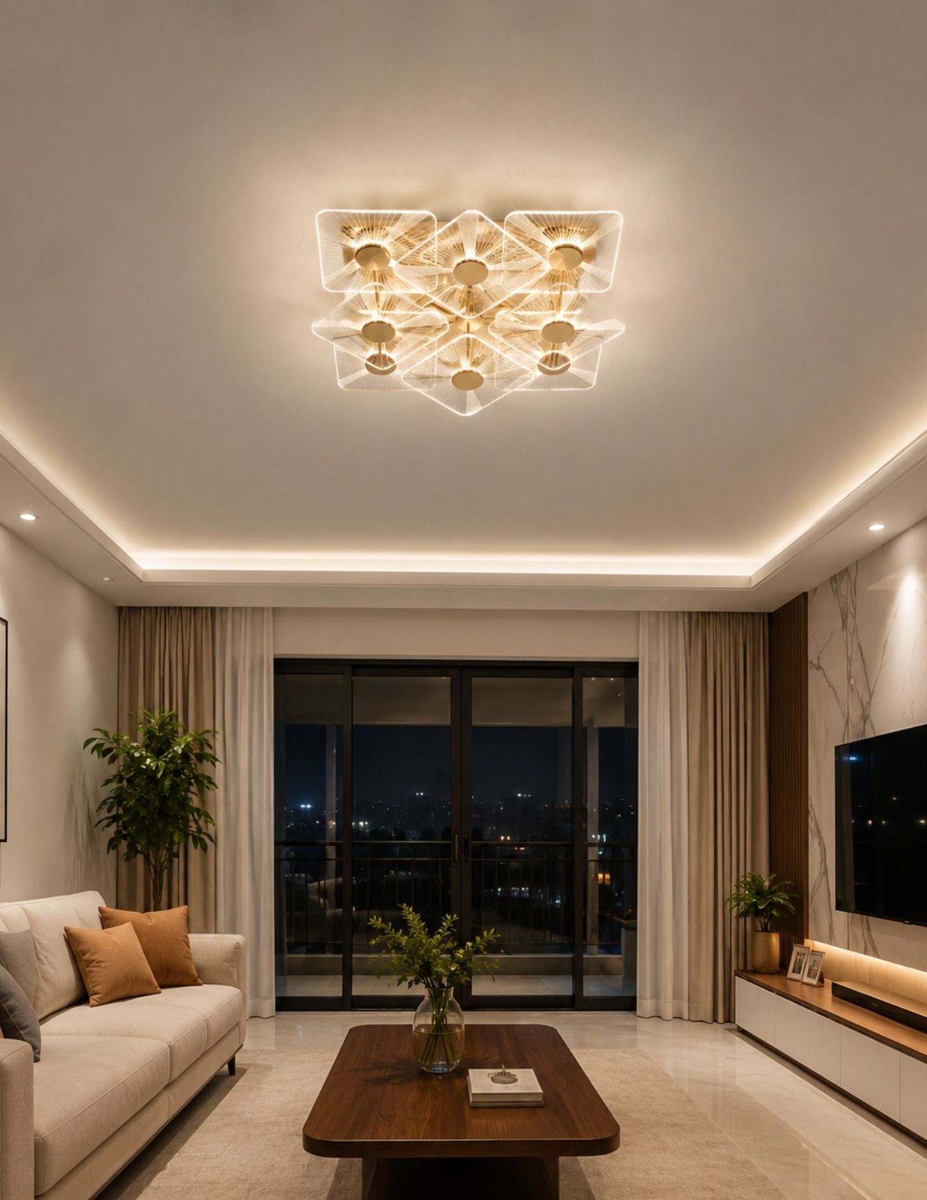 POWERLAM LED Ceiling Light with 3 Color Modes | Modern Acrylic Design Ceiling Light Ceiling Lamp-picture-5