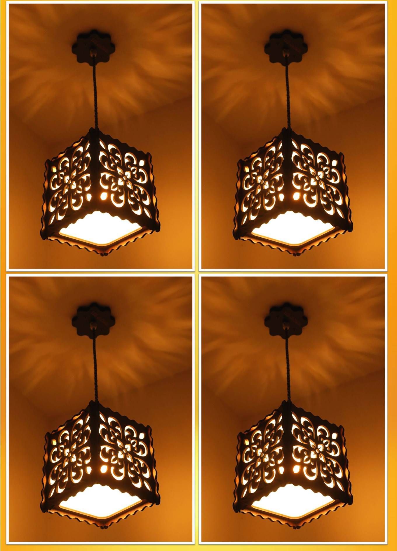us dzire 4500 (4 Lamp Set With Bulb) Wooden Lamp shade Hanging Night Light|Home Decor Pendants Ceiling Lamp-picture-23
