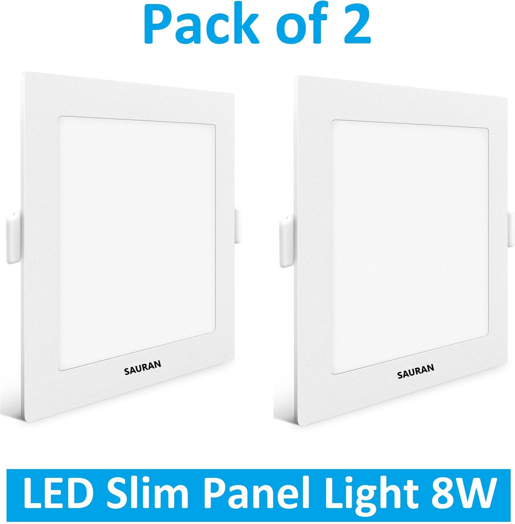 sauran Pack of 2 Square LED Slim Panel Natural White Light 8W LSP 38.2 (With Warranty) Ceiling Light Ceiling Lamp-picture-5