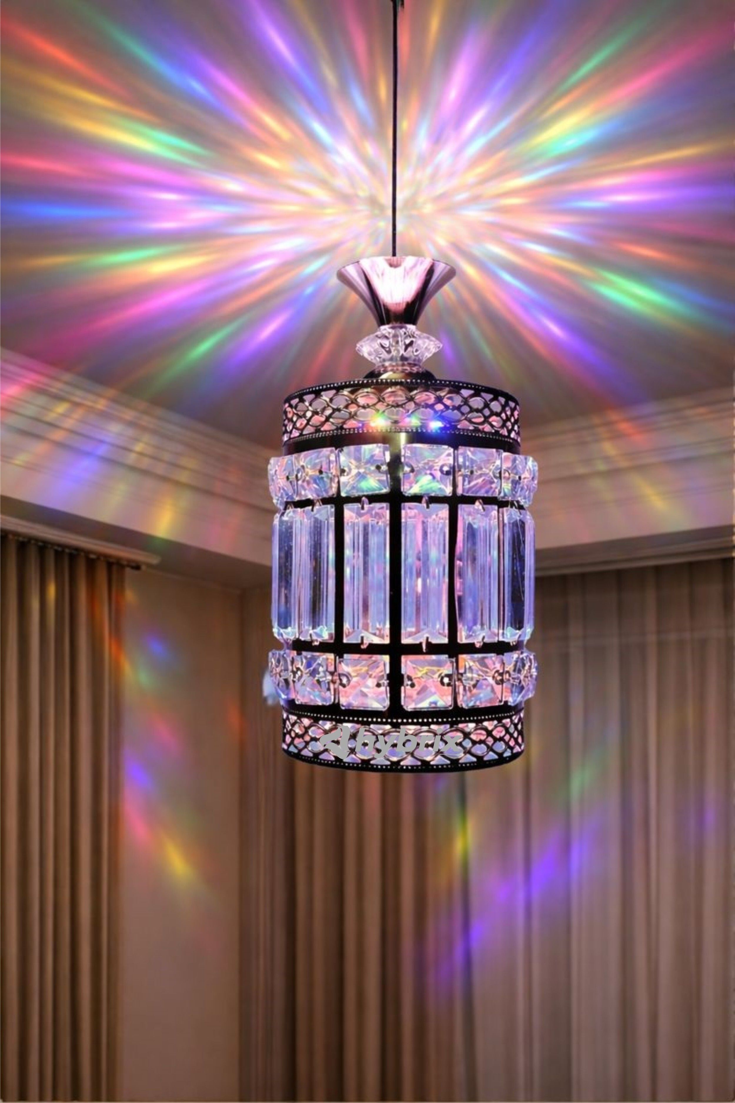 LED 9 Watt K9 Crystal Ceiling Lamp, Black, 7 Colors Light by Switching On/Off, Pendant Lamp Ceiling Lamp-image-33