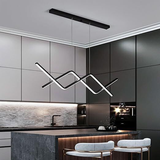 Exclusive Modern Led Hanging Light Fixture Dimmable Linear Pendant Light Chandelier Ceiling Lamp-image-16
