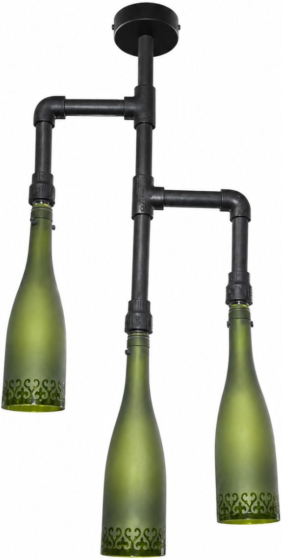 PRILUCE Green Glass Pendant Ceiling Light | Modern Bottle Shape Hanging Lamp Ceiling Light Ceiling Lamp-image-2