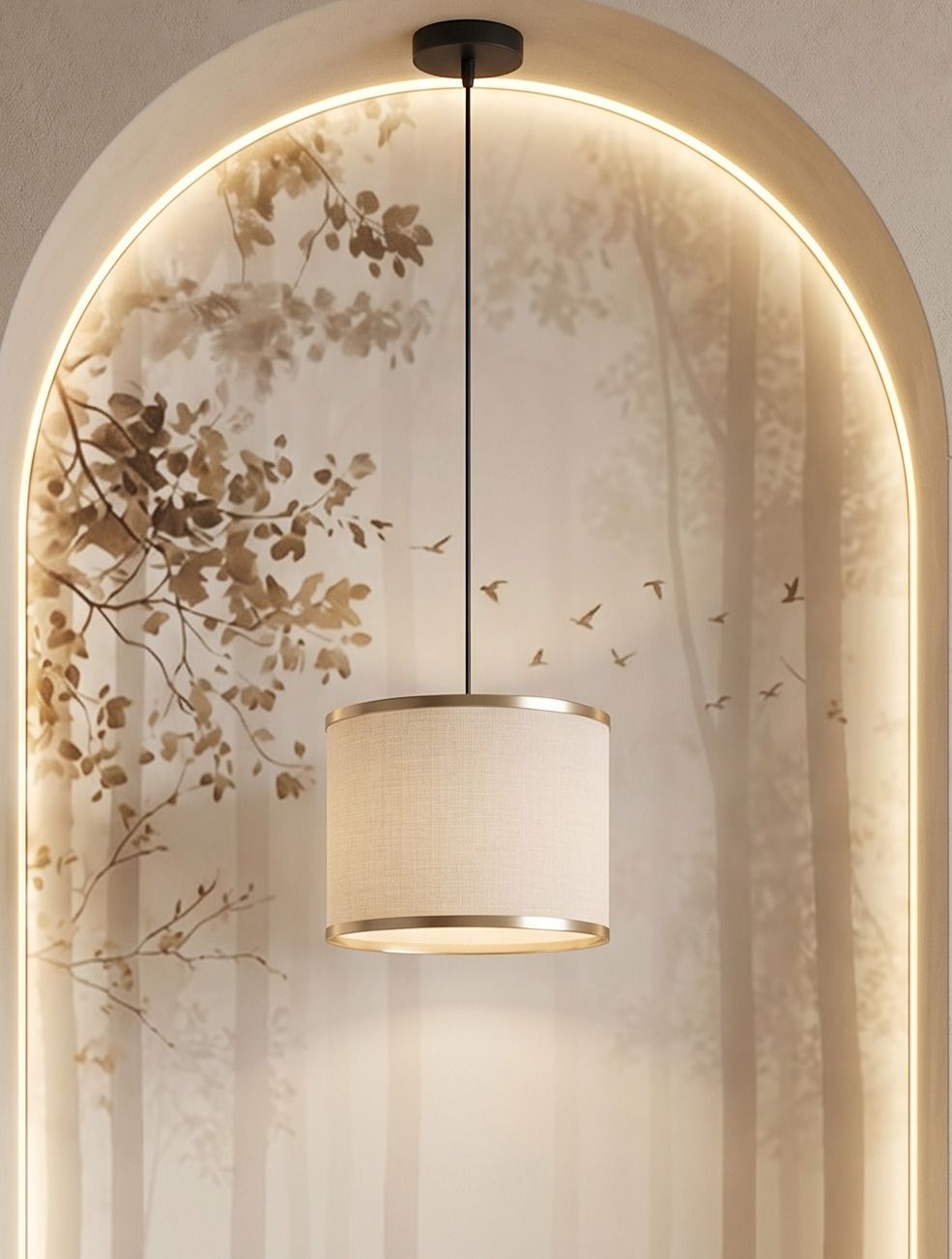 ( BULB INCLUDEDE)LINEN FABRIC Elegant for Living Room, Dining Table, Kitchen Pendant Lamp Ceiling Lamp-image-39