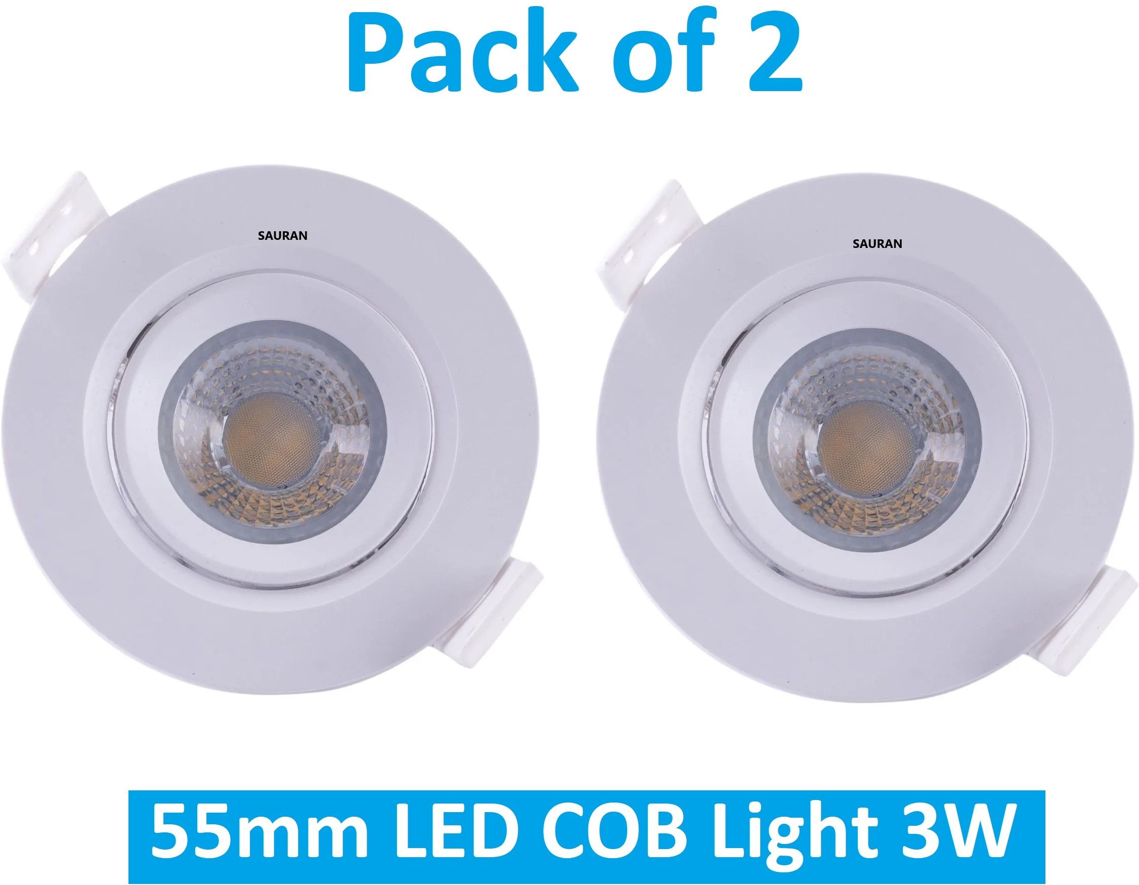 sauran Pack of 2 55mm LED COB Pure White Light 3W LEC13.2 (With Warranty) Ceiling Light Ceiling Lamp-picture-7