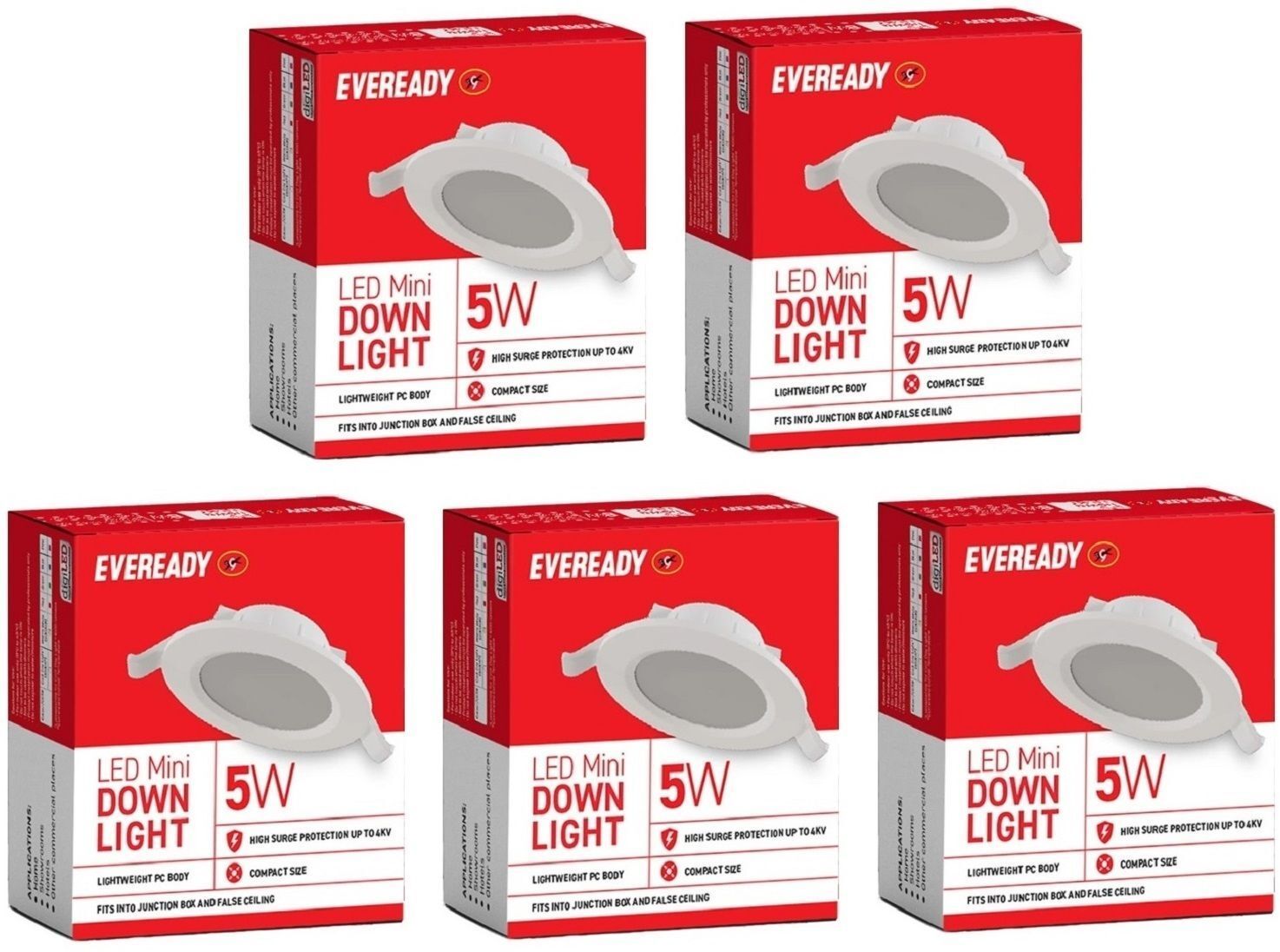 eveready 5W DOWN LIGHT WHITE PACK OF-05 Ceiling Light Ceiling Lamp-picture-19