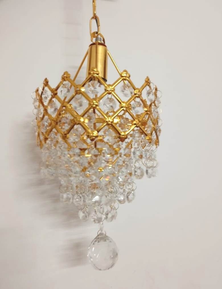 house of common Asfour Crystal Gold Jhoomar For Home Decor & Living Hall Size 160MM Chandelier Ceiling Lamp-picture-20