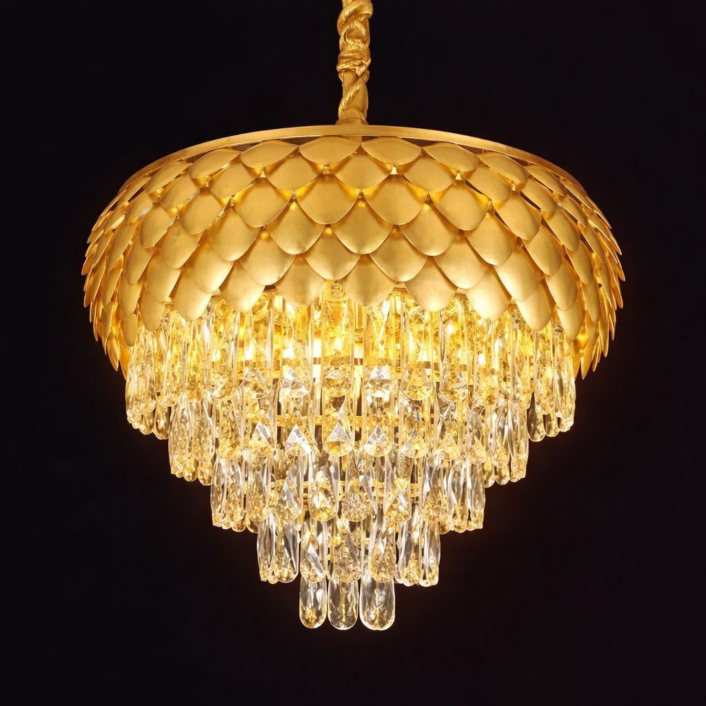 crystal gold polish metal 500mmPineApple chandelier hanging ceiling jhoomer Chandelier Ceiling Lamp-image-22