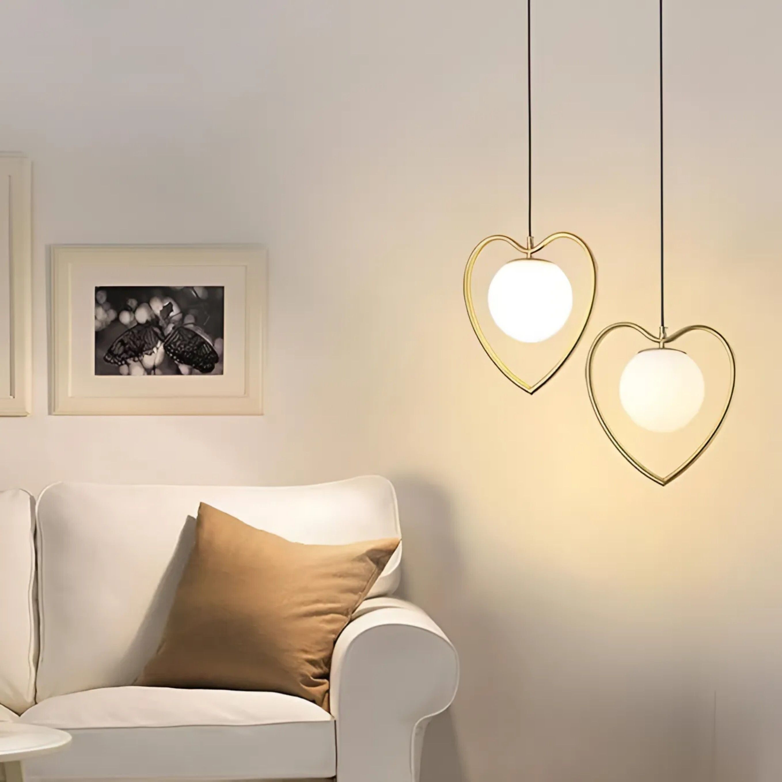 GLOMZY Metal Heart Shaped Ceiling Lamp With Doom, Gold, Without Bulbs(Pack of 2) Ceiling Light Ceiling Lamp-picture-8