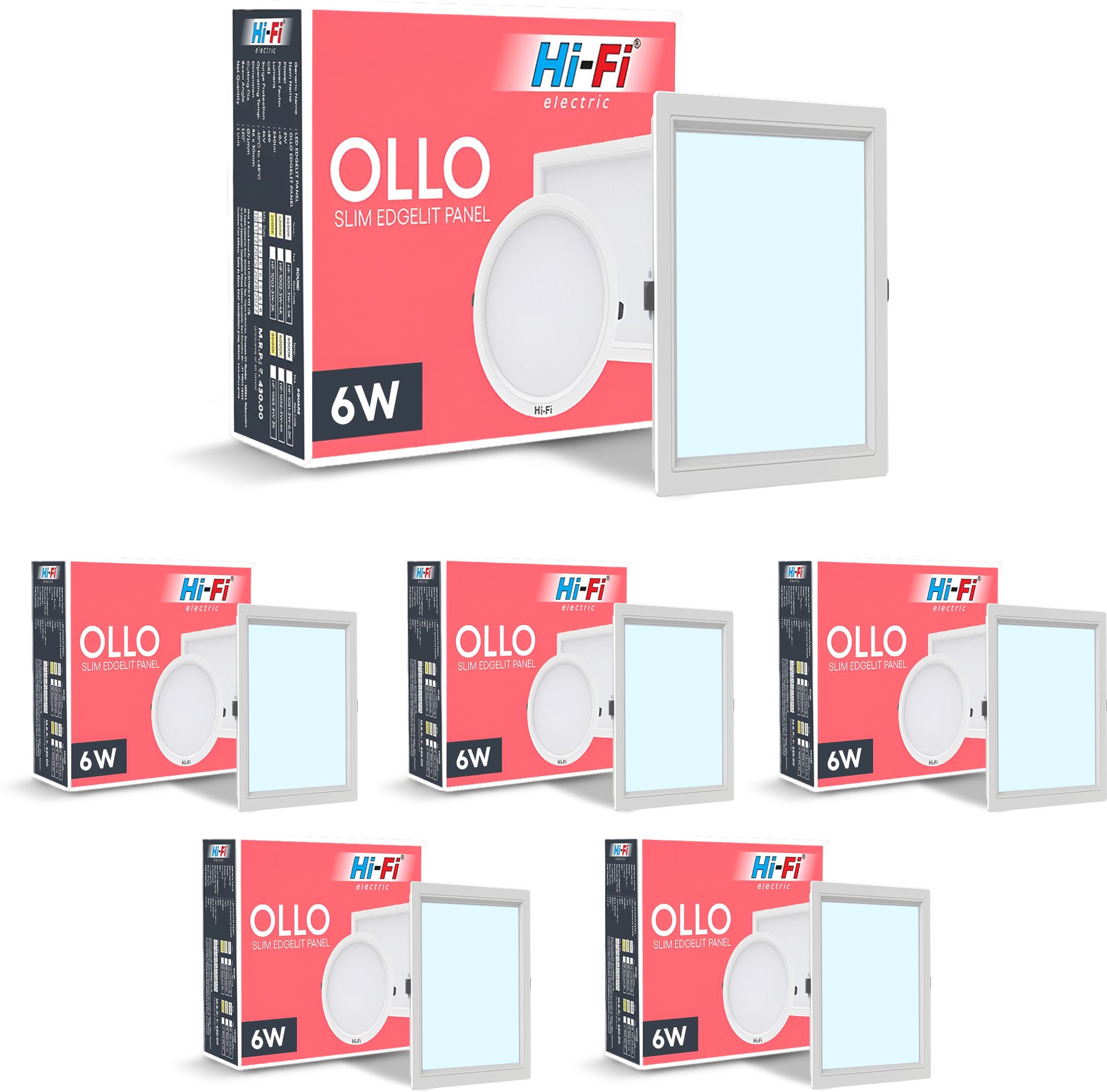 hi-fi OllO 6 Watt SLIM PANEL LIGHT ( SQUARE ) With INBUILD DRIVER ( Cool White ) Ceiling Light Ceiling Lamp-picture-12