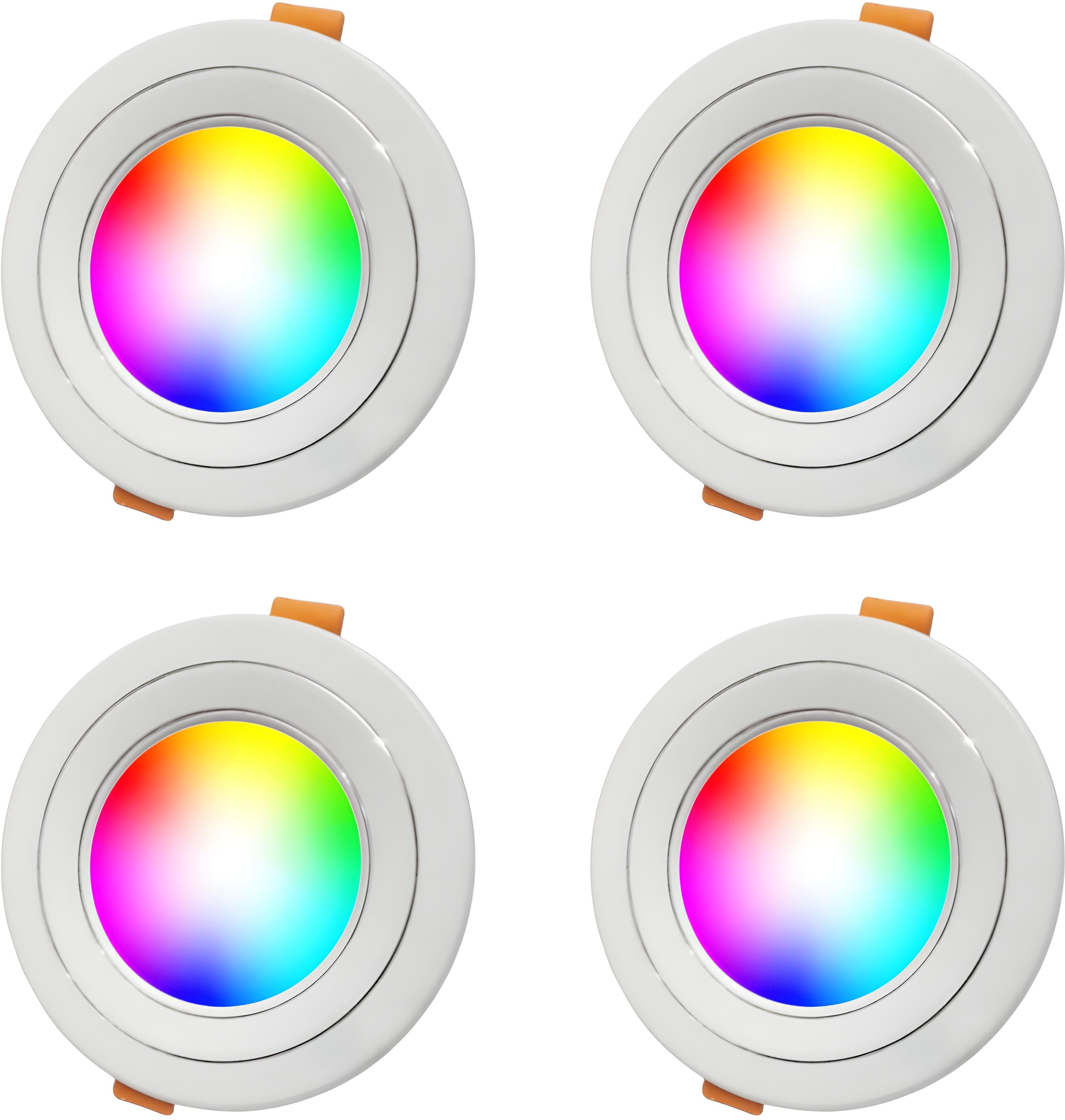 9W 7-in-1 Roun LED Conceal Panel Down Light Colour Changing Light (Red/Blue/Pink/Green/Yellow/Sky-blue/White, Pack of 4) Ceiling Light Ceiling Lamp