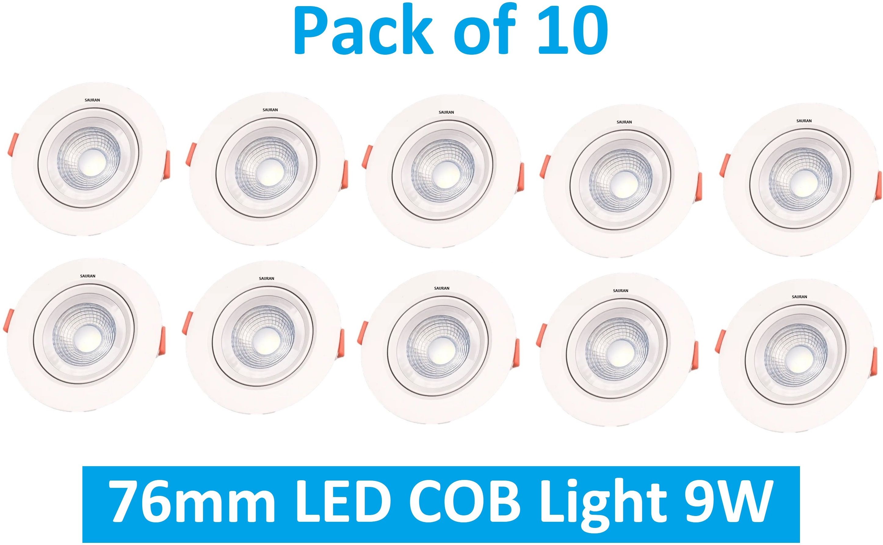 sauran Pack of 10 76mm LED COB Pure White Light 9W LEC23.4 (With Warranty) Ceiling Light Ceiling Lamp-picture-9