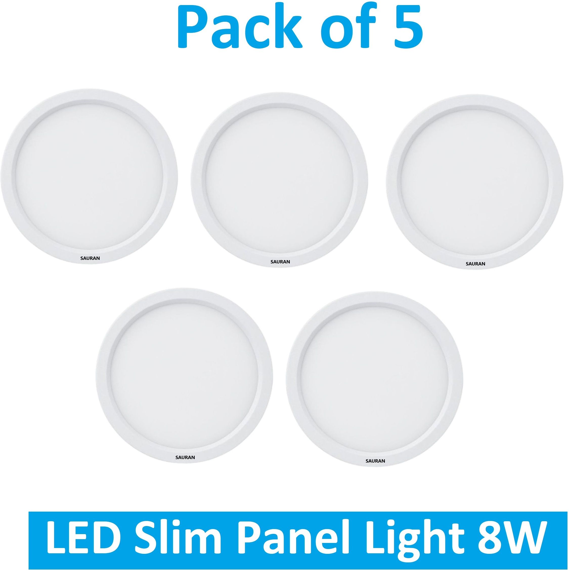 sauran Pack of 5 Round LED Slim Panel Natural White Light 8W LSP 1.3 (With Warranty) Ceiling Light Ceiling Lamp-picture-14