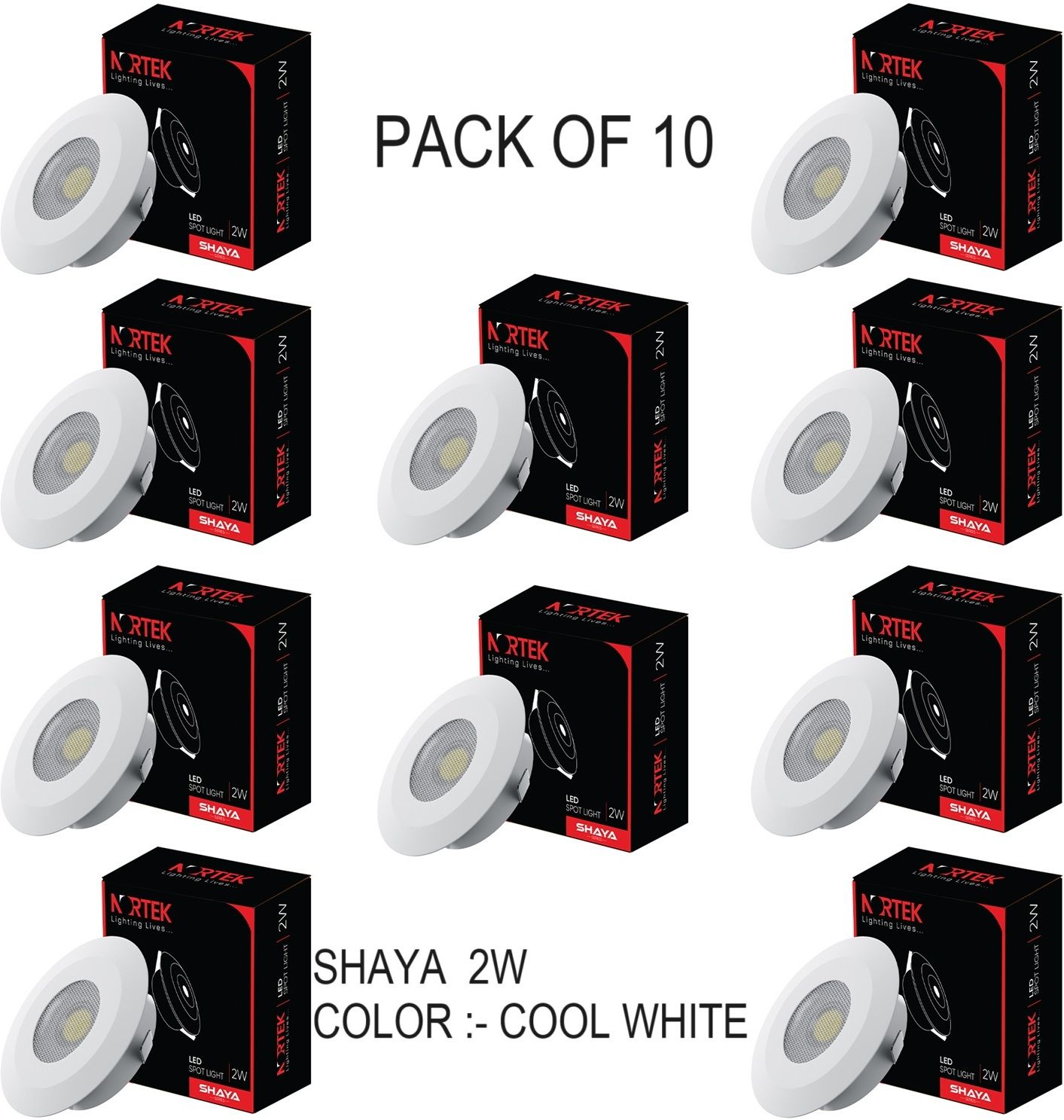 Shaya 2W Led Spot Light Stylish Led Light for Home Decor Cool White Pack of 10 Recessed Ceiling Light Ceiling Lamp-image-17