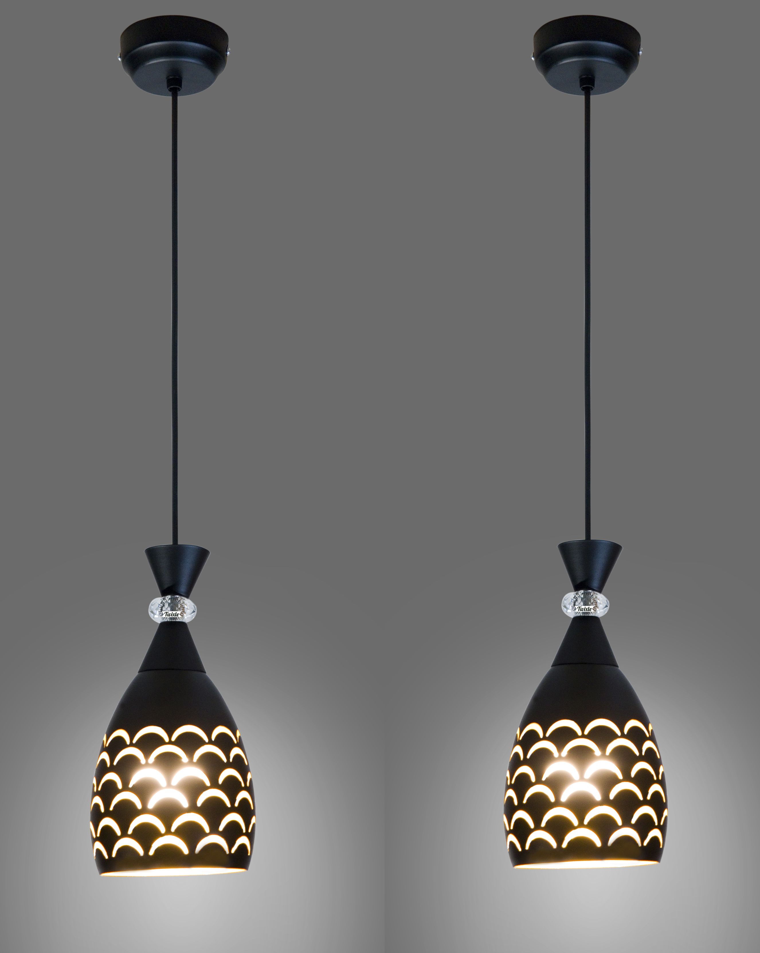 GLOMZY Aluminium Black Hanging Light, Half Moon Design, with bulb (Pack of 2) Ceiling Light Ceiling Lamp-picture-14