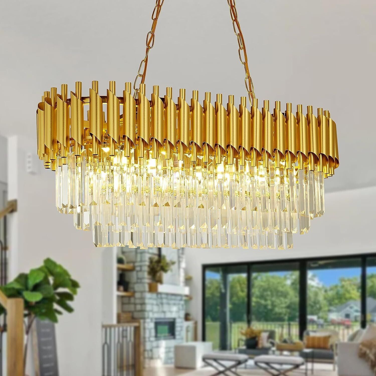 akrik crystal Full Golden polish metal 600-300mm chandelier hanging ceiling jhoomer Chandelier Ceiling Lamp-picture-0