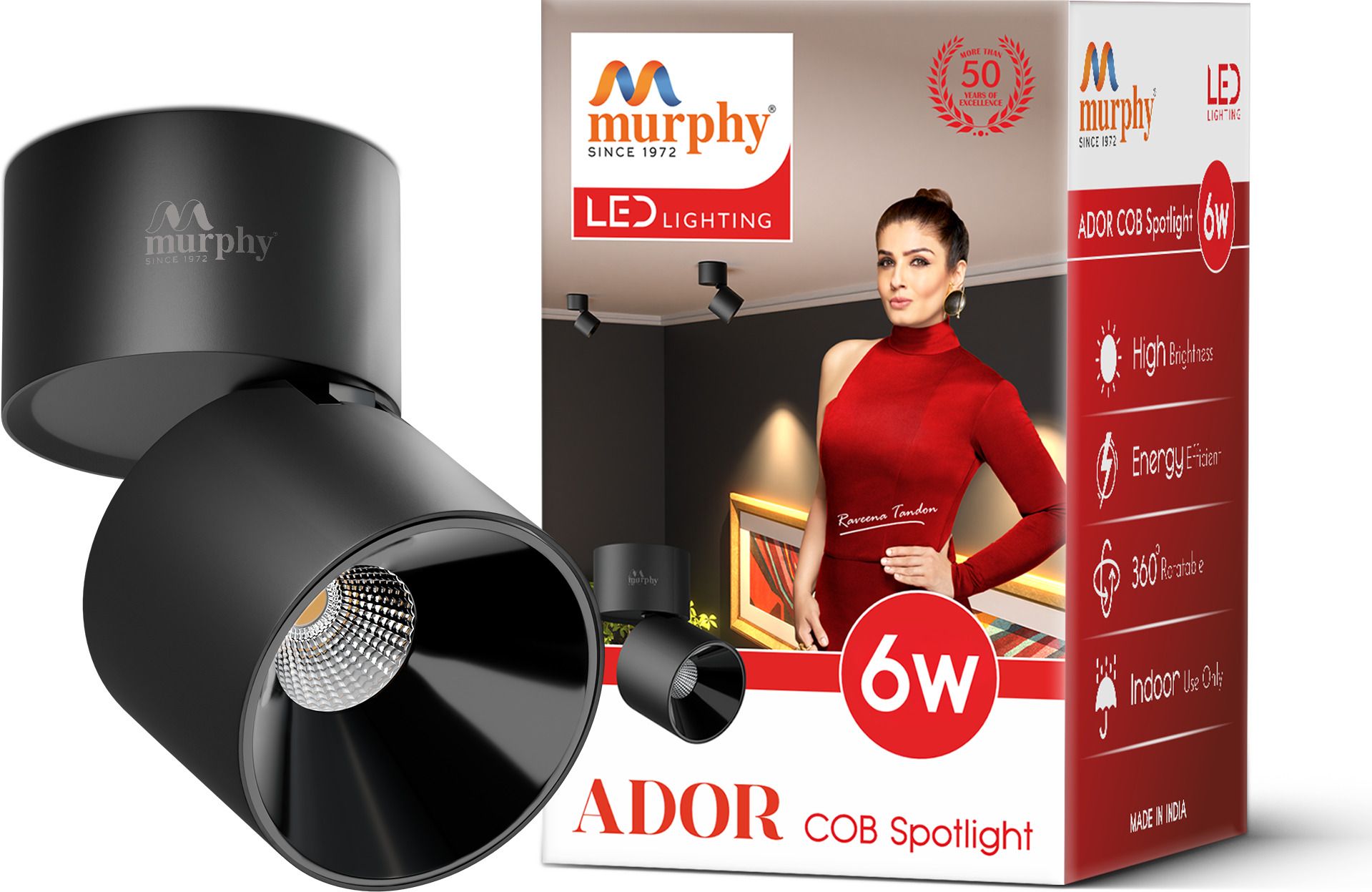 murphy Ador 6W Surface COB Spot Light | Black | Warm White | Pack of 1 Ceiling Light Ceiling Lamp-picture-46