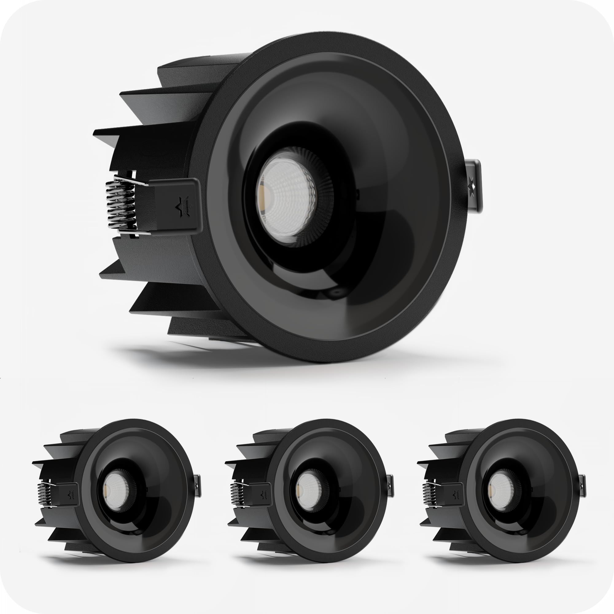 murphy Elantra Noir 12W COB LED Downlight | Black Reflector | Warm White | Pack of 4 Ceiling Light Ceiling Lamp-picture-29