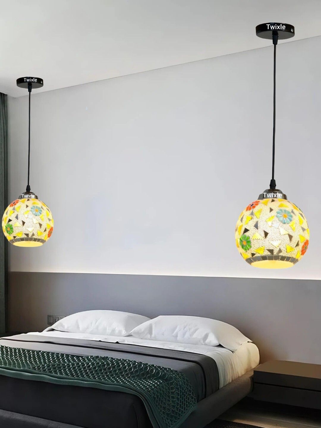 GLOMZY without Bulb Modern Handmade Yellow Pendant Ceiling Light (Pack of 2) Ceiling Light Ceiling Lamp-picture-33