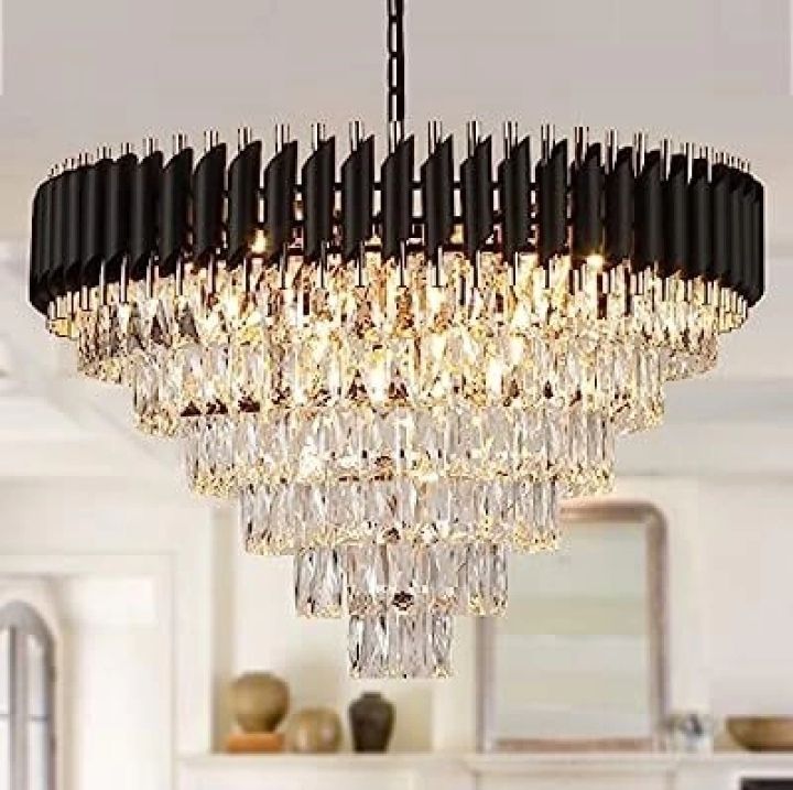 k9 Crystal Black Gold polish metal 600mm chandelier hanging ceiling jhoomer Chandelier Ceiling Lamp-image-12