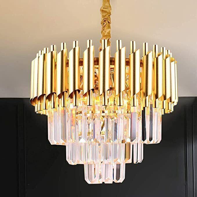 crystal Gold polish metal 400mm chandelier hanging ceiling pendant jhoomer Chandelier Ceiling Lamp-image-32