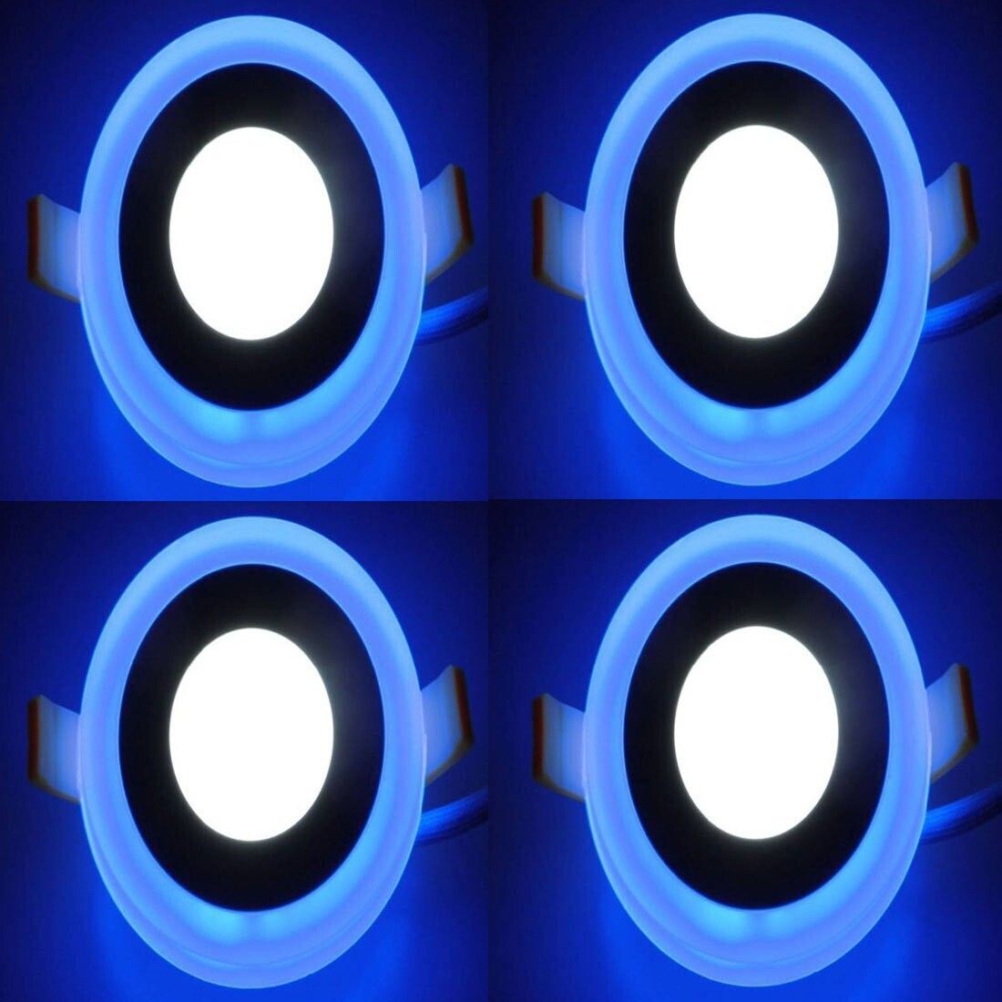galaxy 6 watt (3+3) LED Round Panel Light Ceiling POP Down Indoor Light LED 3D Effect Lighting (Double Color)Blue & White pack of 4 Recessed Ceiling Lamp-picture-0