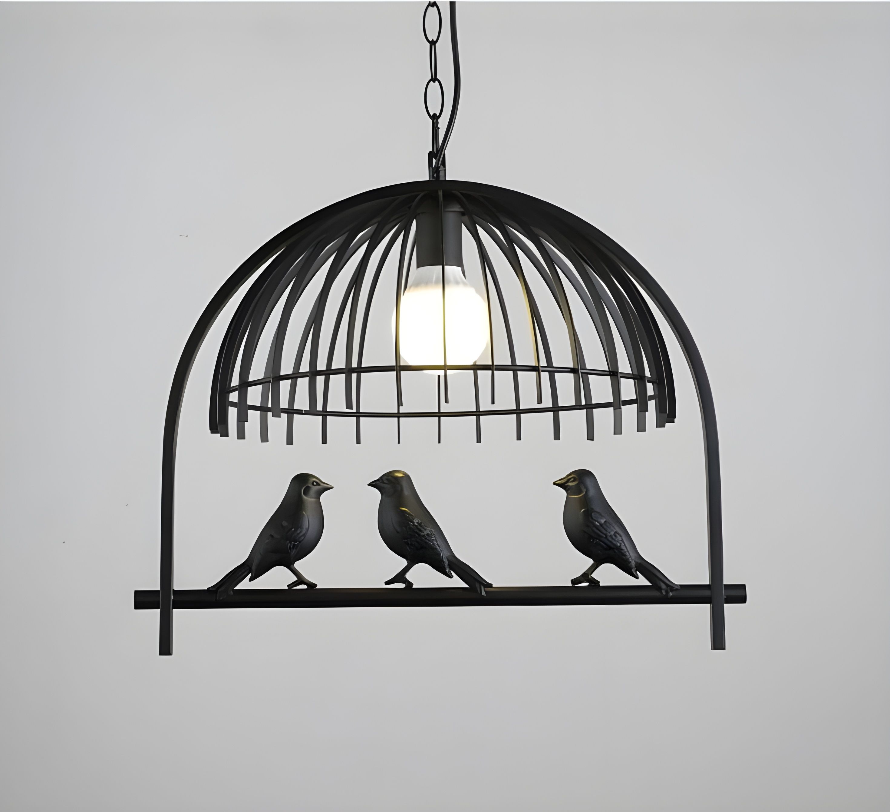 RBSK Black Metal 3Bird Decorative Cage Pendant Light without Bulb for Home Décor Chandelier Ceiling Lamp-picture-41