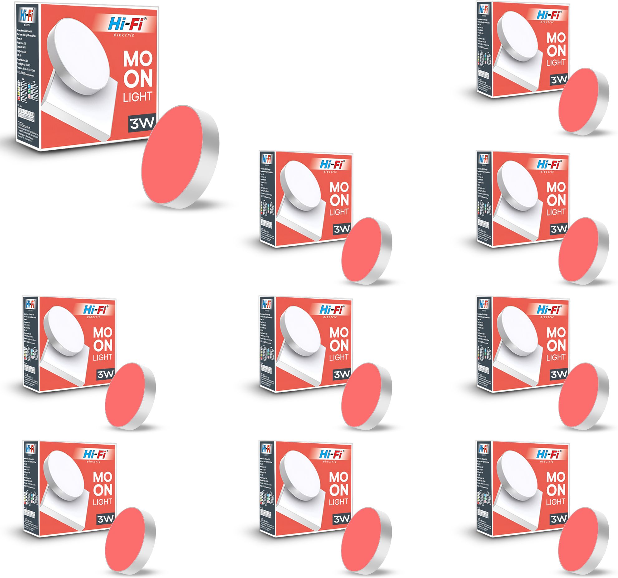 hi-fi Moonlight 3W Rimless LED Surface Panel Round Light|240 Lumens|Red Light Ceiling Light Ceiling Lamp-picture-41