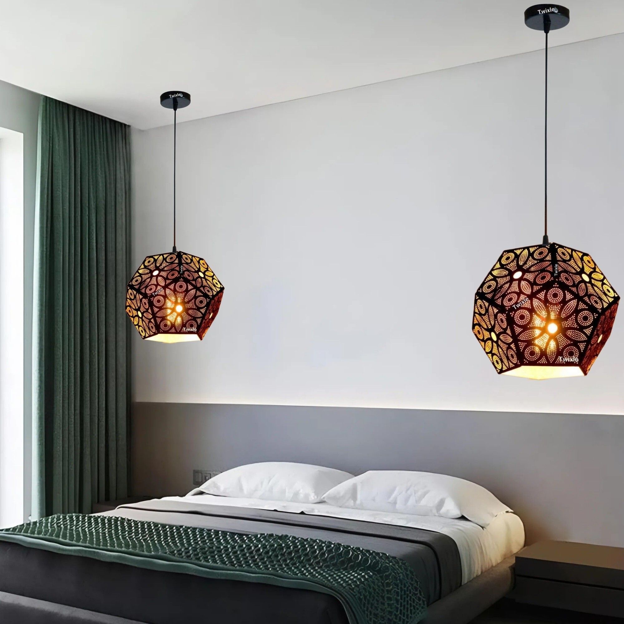 GLOMZY Laser Cutting Hexagonal Design Ceiling Light,Bulb not Included(Pack of 2) Ceiling Light Ceiling Lamp-picture-10