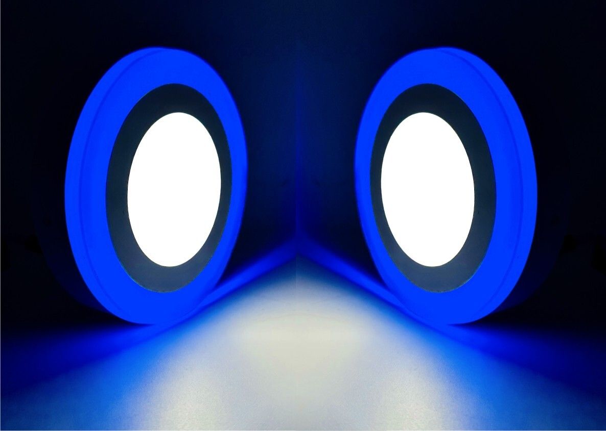 hybrix LED Ceiling Surface Light 9 Watt [3+6 Watt] Down Light, Ceiling Surface Mounted Spotlight, Dual Color 3D Effect Super Bright BLUE & White Combination, 5.5 Inch Diameter, No Need To Cut Ceiling (PACK OF 2) Surface Ceiling Light Ceiling Lamp-picture-21