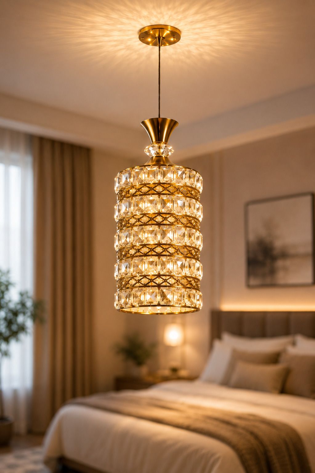 LED 9 Watt K9 Crystal Ceiling Lamp, Silver, 7 Colors Light by Switching On/Off, Pendant Lamp Ceiling Lamp-image-35