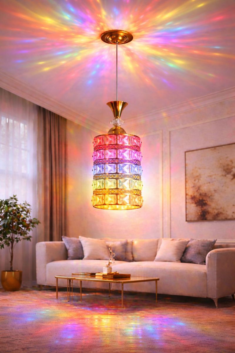 hybrix LED 9 Watt K9 Crystal Ceiling Lamp, Golden, 7 Colors Light by Switching On/Off, Pendant Lamp Ceiling Lamp-picture-22