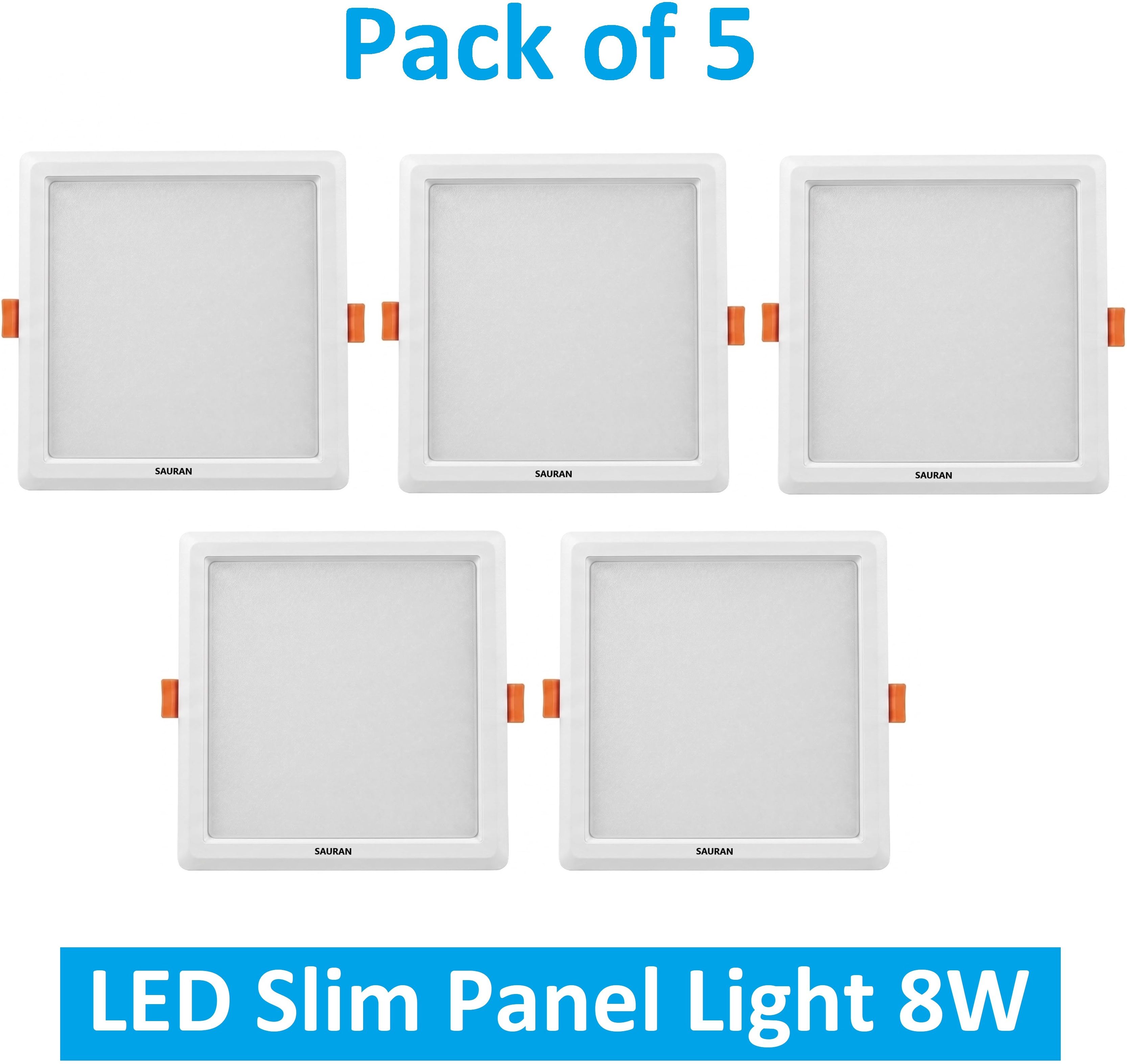 sauran Pack of 5 Square LED Slim Panel Natural White Light 8W LSP 39.3 (With Warranty) Ceiling Light Ceiling Lamp-picture-4
