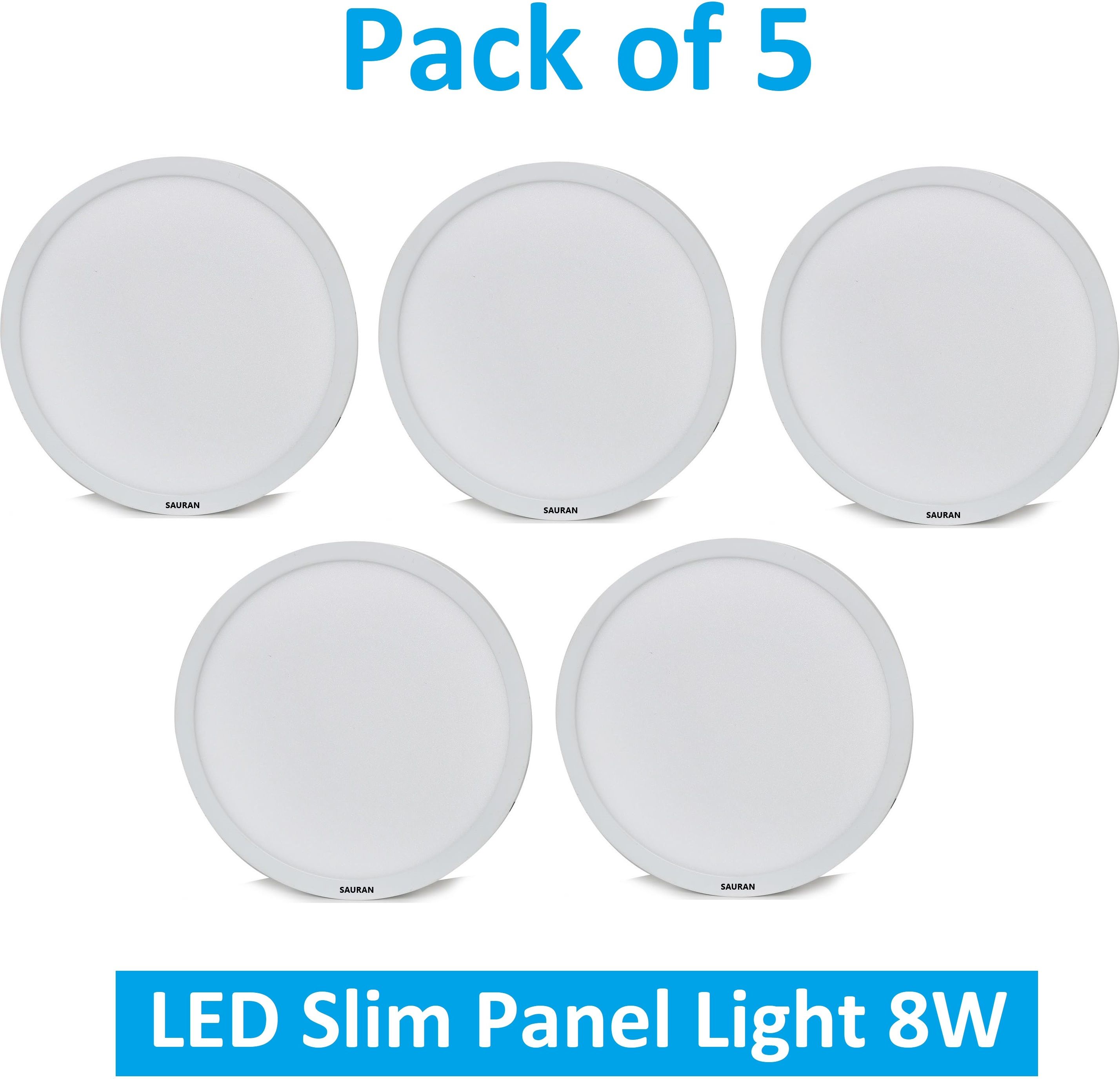 sauran Pack of 5 Round LED Slim Panel Natural White Light 8W LSP 4.3 (With Warranty) Ceiling Light Ceiling Lamp-picture-12