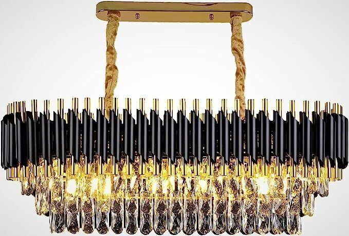 crystal Black Golden metal 600x300mm chandelier hanging ceiling pendant jhoomer Chandelier Ceiling Lamp-image-5