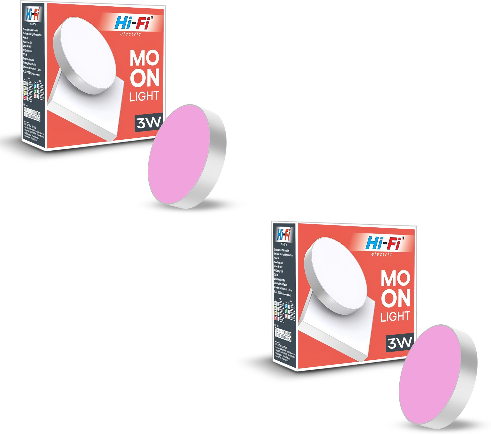 Moonlight 3W Rimless LED Surface Panel Round Light|240 Lumens|Pink Light Ceiling Light Ceiling Lamp-image-36