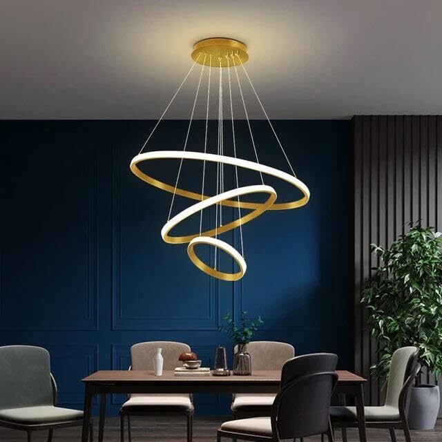 glimbin Modern Double 3 Ring LED Chandelier Lamp (Warm White, Gold) Chandelier Ceiling Lamp-picture-20