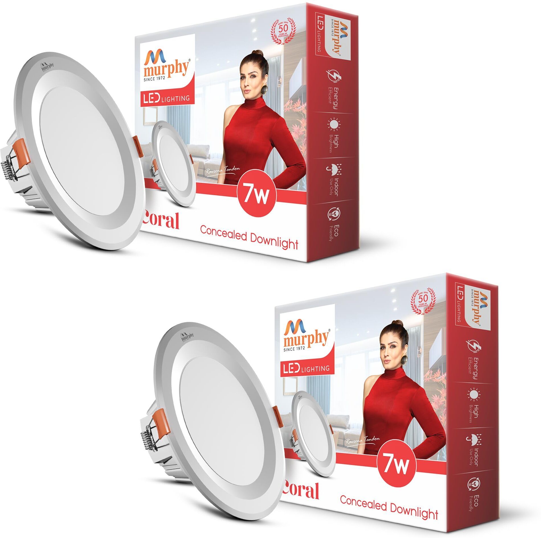 Aluminium 7 Watts Led Warm White Round Panel Conceal Down Light, Pack Of 2 Ceiling Light Ceiling Lamp-image-29