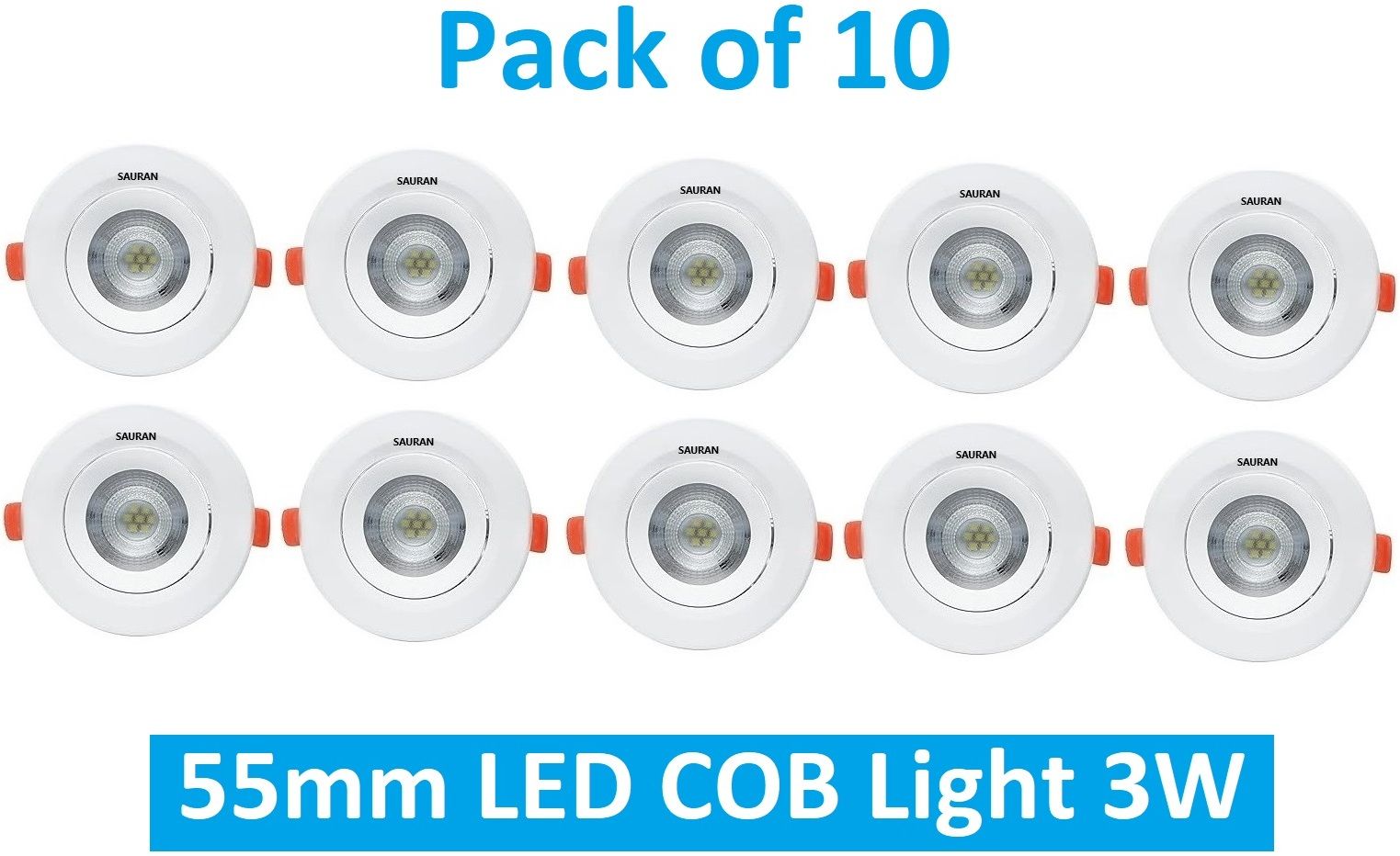 sauran Pack of 10 55mm LED COB Pure White Light 3W LEC9.4 (With Warranty) Ceiling Light Ceiling Lamp-picture-44