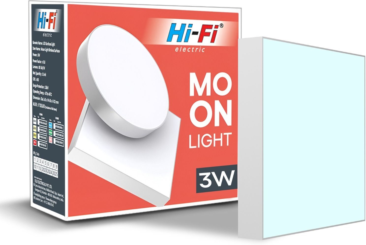 hi-fi Moonlight 3W Rimless LED Surface Panel Square Light|240 Lumens|Cool White Light Ceiling Light Ceiling Lamp-picture-23
