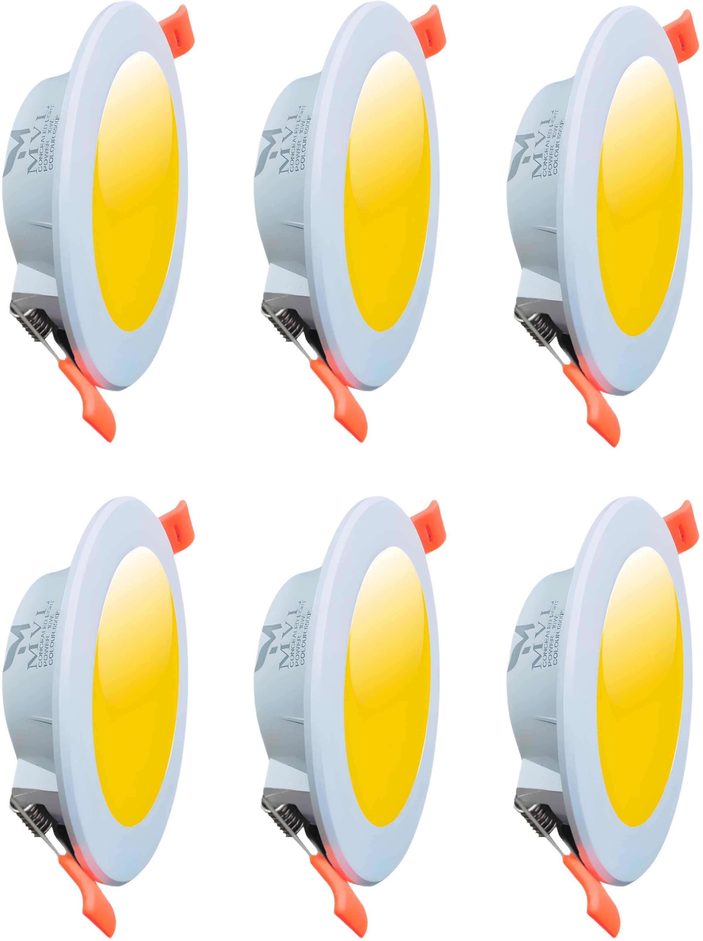 10W Maxa Bright Round LED Conceal Down Light (Warm White - Yellow) Pack of 6 Ceiling Light Ceiling Lamp